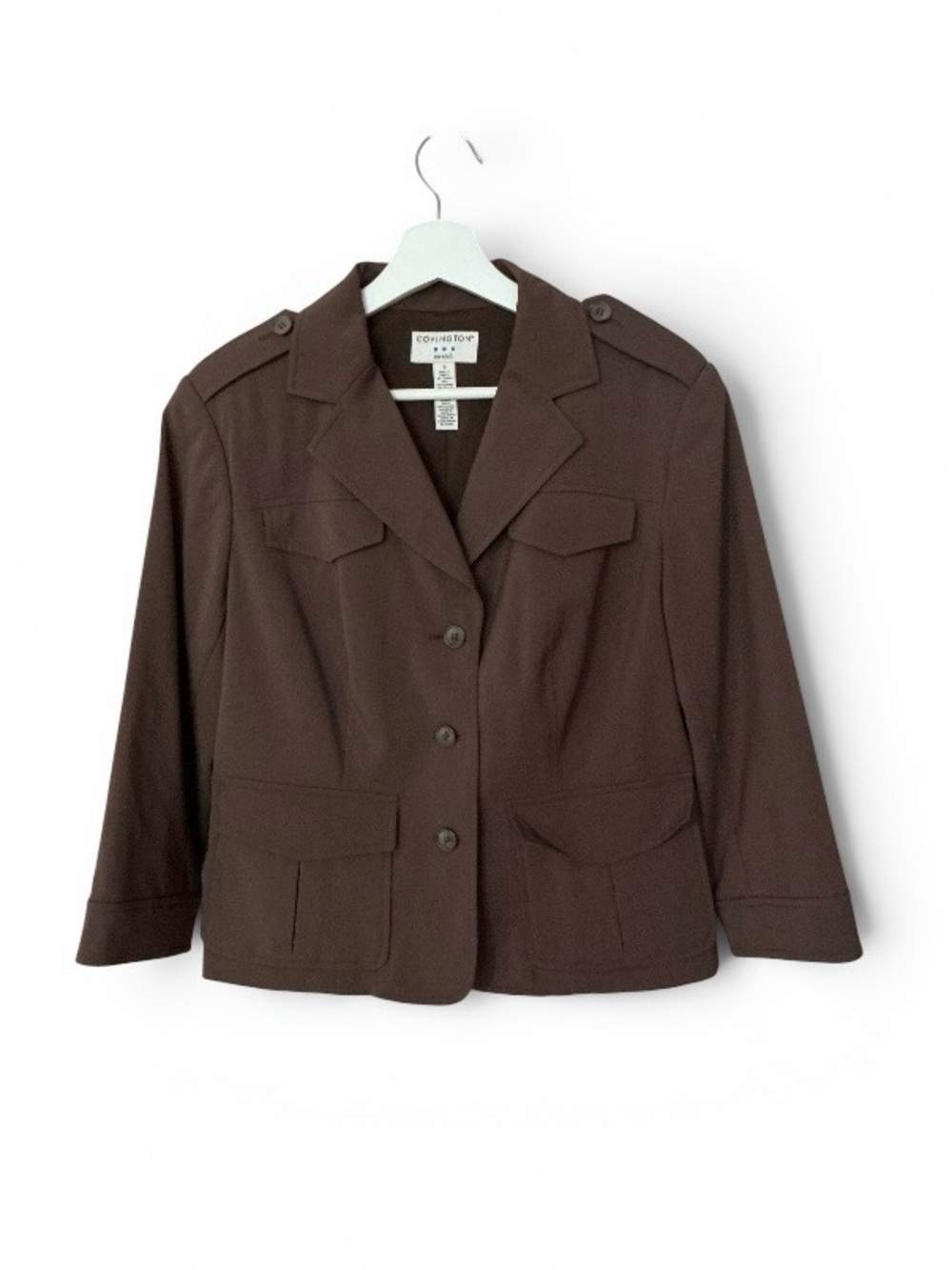 Covington Stretch Brown Button-Front Utility Blazer Jacket